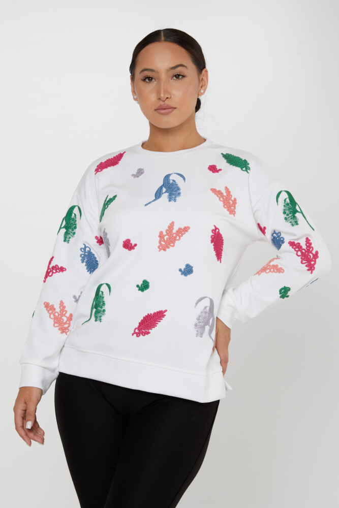 Sweatshirt Colorful Embroidered Ecru - 17798 | KAZEE (Set of 3 M-L-XL) - 1