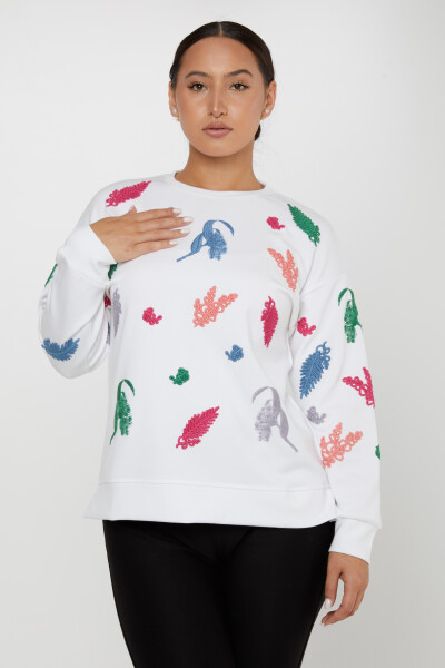 Sweatshirt Colorful Embroidered Ecru - 17798 | KAZEE (Set of 3 M-L-XL) - 2