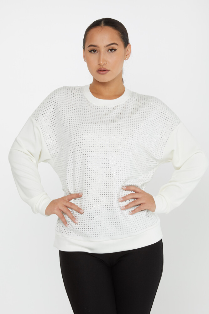 Sweatshirt Crystal Stone Ecru - 2239 | KAZEE (Set of 3 L-XL-2XL) - 1