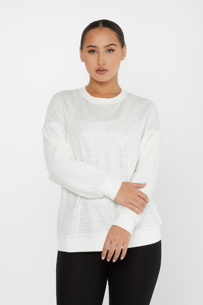 Sweatshirt Crystal Stone Ecru - 2239 | KAZEE (Set of 3 L-XL-2XL) - 2