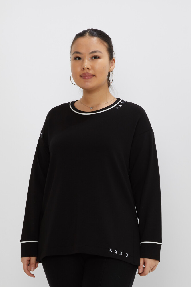 Sweatshirt Embroidered Detail Black - 17752 | KAZEE (Set of 3 M-L-XL) - 1