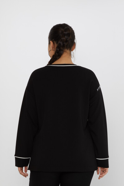 Sweatshirt Embroidered Detail Black - 17752 | KAZEE (Set of 3 M-L-XL) - 3