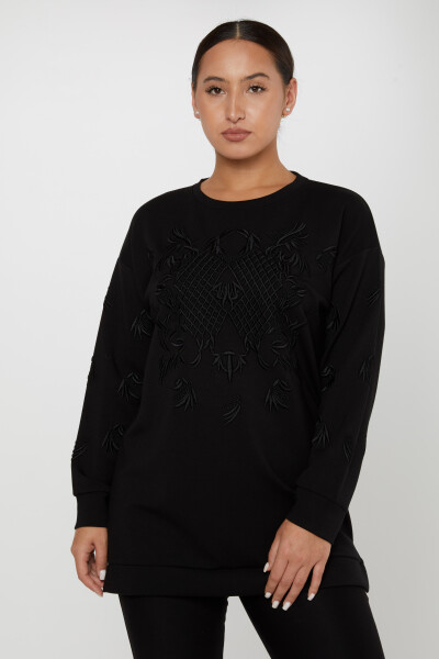 Sweatshirt Embroidered Pattern Black - 17849 | KAZEE (Set of 3 L-XL-2XL) 