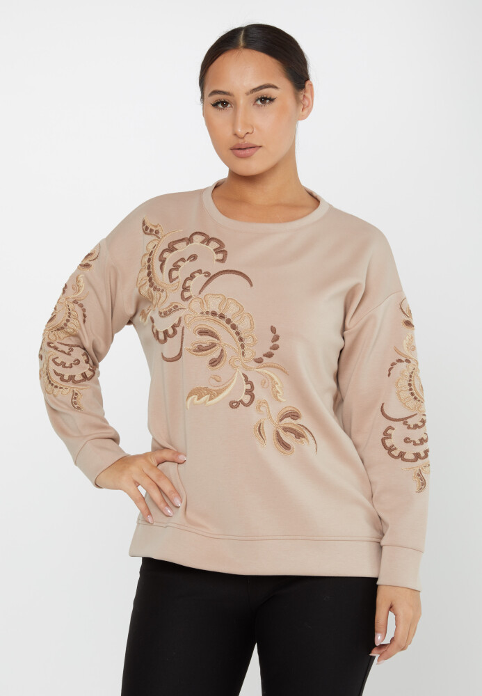 Sweatshirt Embroidered Pattern Beige - 17782 | KAZEE (Set of 3 L-XL-2XL) - 1