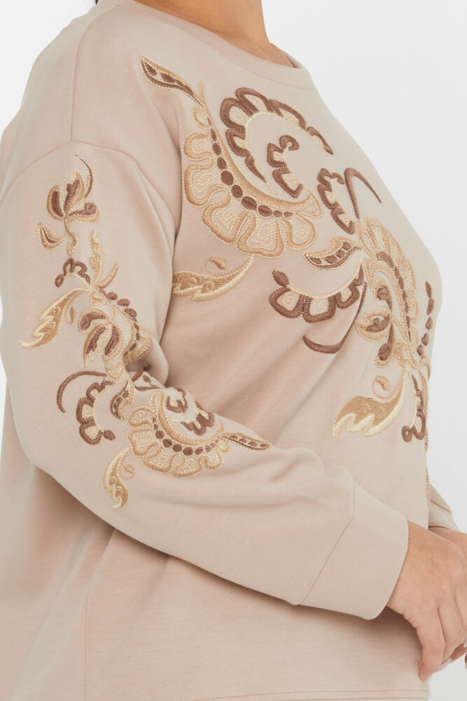 Sweatshirt Embroidered Pattern Beige - 17782 | KAZEE (Set of 3 L-XL-2XL) - 4