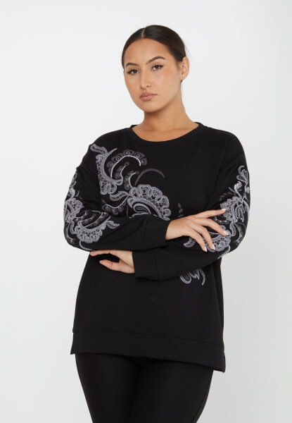 Sweatshirt Embroidered Pattern Black - 17782 | KAZEE (Set of 3 L-XL-2XL) - 2