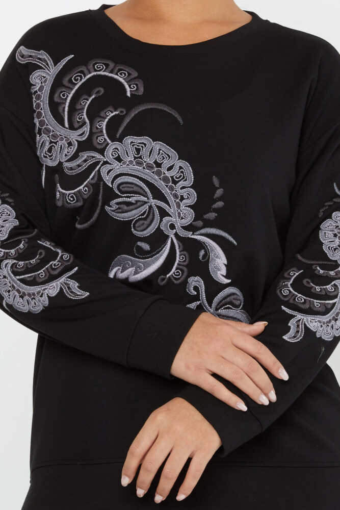 Sweatshirt Embroidered Pattern Black - 17782 | KAZEE (Set of 3 L-XL-2XL) - 3