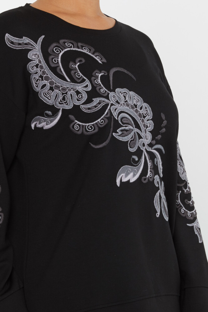 Sweatshirt Embroidered Pattern Black - 17782 | KAZEE (Set of 3 L-XL-2XL) - 5