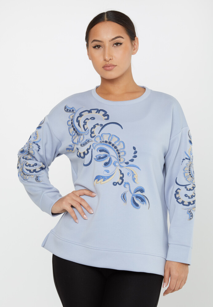 Sweatshirt Embroidered Pattern Blue - 17782 | KAZEE (Set of 3 L-XL-2XL) - 1