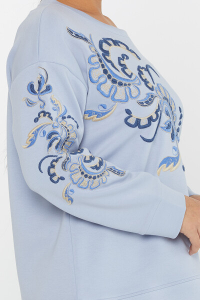 Sweatshirt Embroidered Pattern Blue - 17782 | KAZEE (Set of 3 L-XL-2XL) - 5