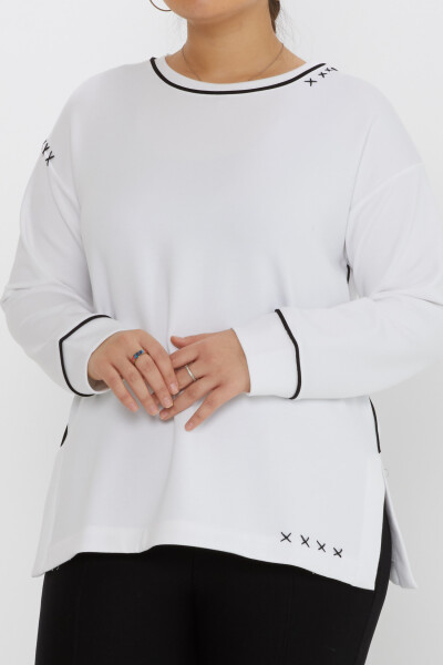 Sweatshirt Nakış Detaylı Ekru - 17752 | KAZEE (3'lü Set M-L-XL) - 2