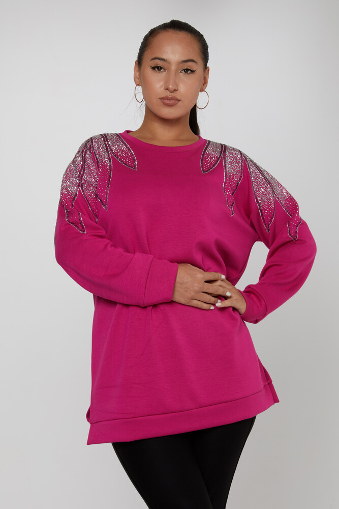 Sweatshirt Omuz Detaylı Fuşya - 17854 | KAZEE (3'lü Set L-XL-2XL) - 1