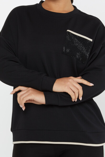 Sweatshirt Pocket Detail Black - 2235 | KAZEE (Set of 3 L-XL-2XL) - 3