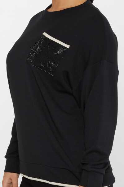 Sweatshirt Pocket Detail Black - 2235 | KAZEE (Set of 3 L-XL-2XL) - 4