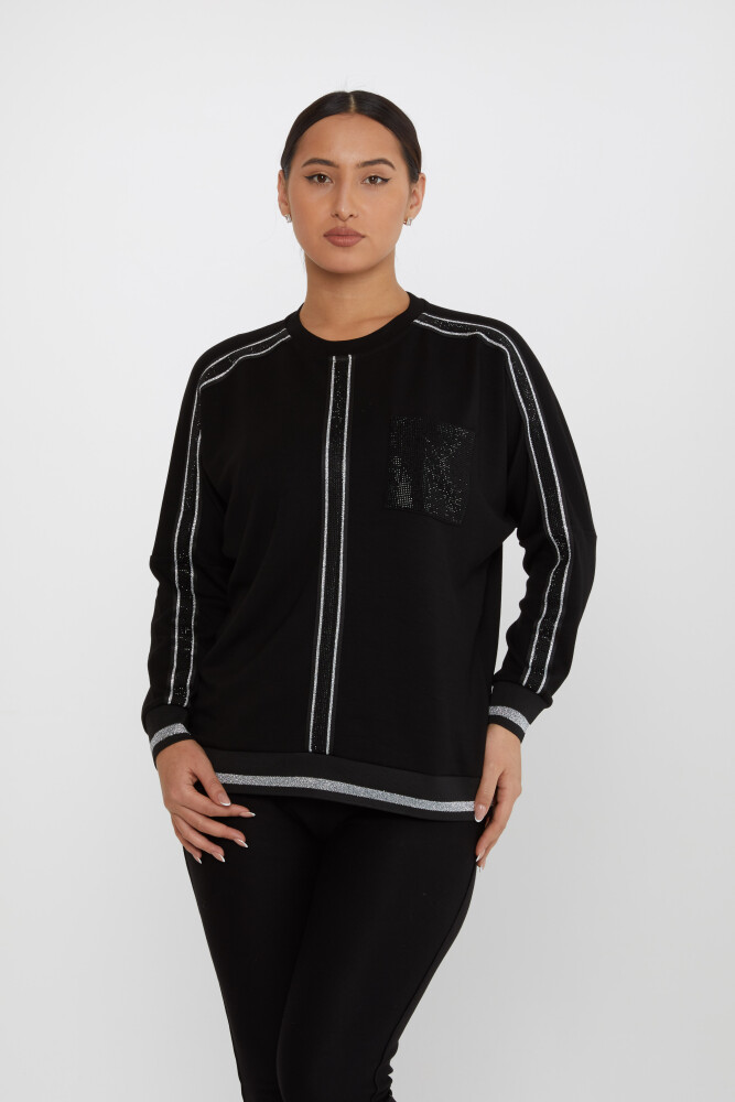 Sweatshirt Pocket Stone Embroidered Black-Ecru - 2245 | KAZEE (Set of 3 L-XL-2XL) - 1