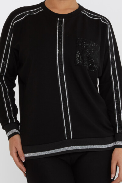 Sweatshirt Pocket Stone Embroidered Black-Ecru - 2245 | KAZEE (Set of 3 L-XL-2XL) - 3