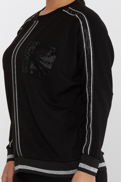 Sweatshirt Pocket Stone Embroidered Black-Ecru - 2245 | KAZEE (Set of 3 L-XL-2XL) - 4