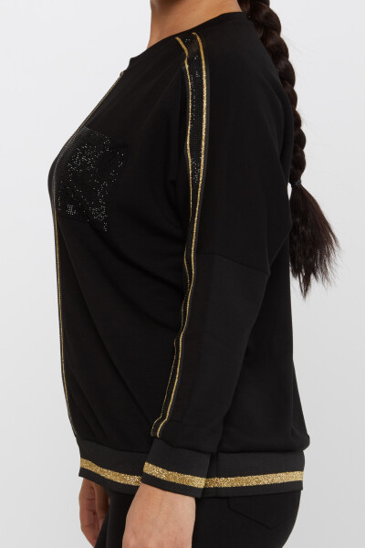 Sweatshirt Pocket Stone Embroidered Black-Gold - 2245 | KAZEE (Set of 3 L-XL-2XL) - 4