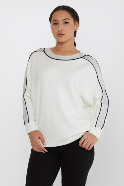 Sweatshirt Stone Detaillierte Langarm Ecru - 2230 | KAZEE (3er-Set L-XL-2XL) 