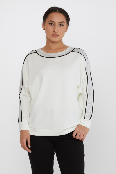 Sweatshirt Stone Detaillierte Langarm Ecru - 2230 | KAZEE (3er-Set L-XL-2XL) - 2