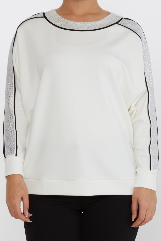 Sweatshirt Stone Detaillierte Langarm Ecru - 2230 | KAZEE (3er-Set L-XL-2XL) - 3