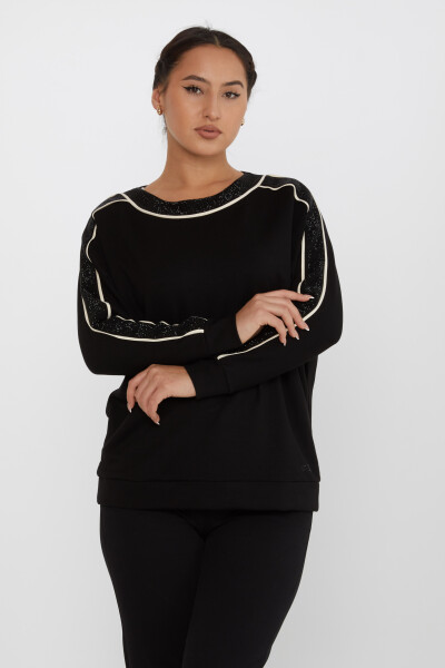 Sweatshirt Stone Detaillierte Langarm Schwarz - 2230 | KAZEE (3er-Set L-XL-2XL) - 1