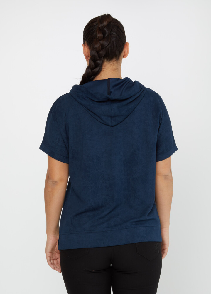 Sweatshirt mit Reißverschluss und Kapuze, kurzärmelig, Indigo – 79992 | KAZEE (3er-Set M-L-XL) - 5