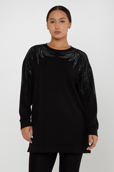 Sweatshirt Shoulder Stone Embroidered Black - 17852 | KAZEE (Set of 3 L-XL-2XL) - 1