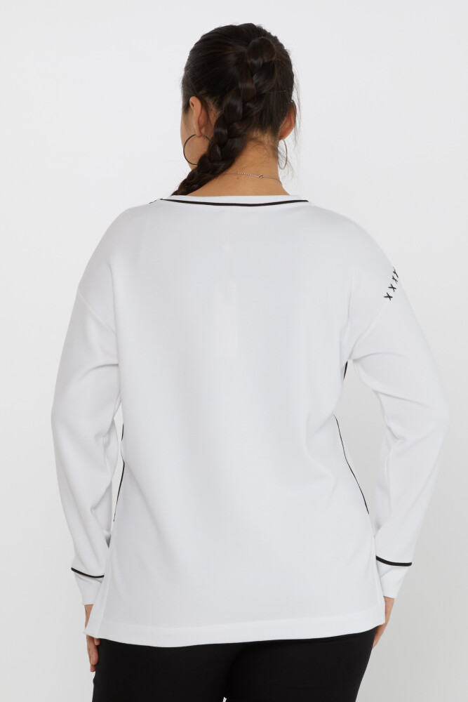 Sweatshirt mit Stickerei, Rundhalsausschnitt, Ecru – 17752 | KAZEE (3er-Set M-L-XL) - 4