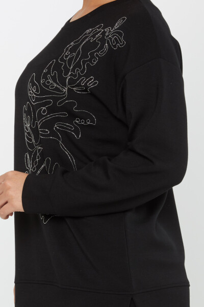 Sweatshirt Stone Embroidered Black - 17784 | KAZEE (Set of 3 L-XL-2XL) - 4