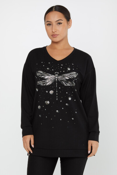 Sweatshirt Stone Embroidered Black - 17800 | KAZEE (Set of 3 M-L-XL) - 2