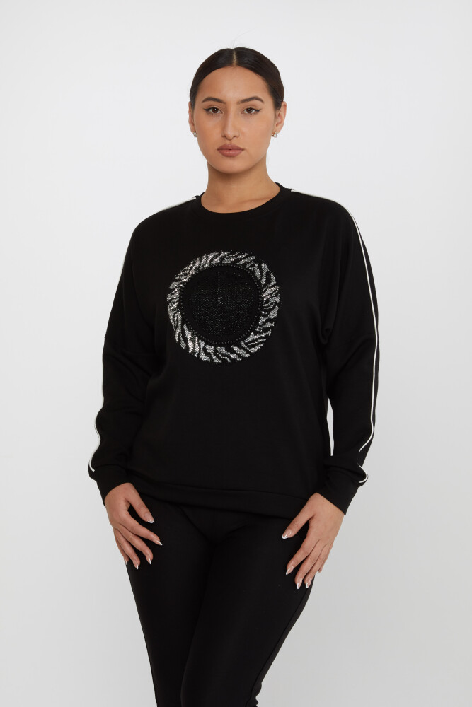 Sweatshirt Stone Embroidered Black - 2237 | KAZEE (Set of 3 L-XL-2XL) - 1