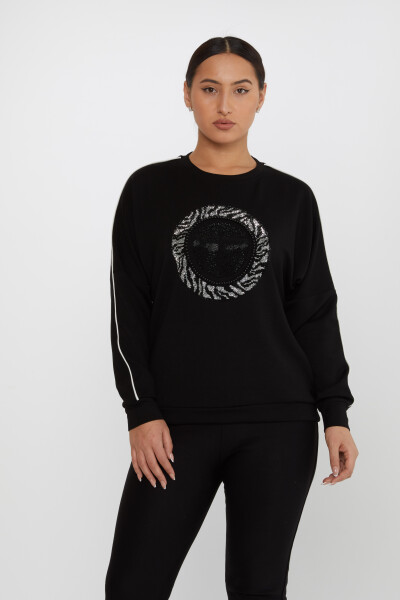 Sweatshirt Stone Embroidered Black - 2237 | KAZEE (Set of 3 L-XL-2XL) - 2