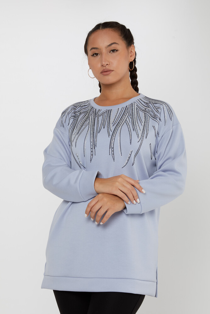 Sweatshirt Taş İşlemeli Mint - 79964 | KAZEE (3'lü Set L-XL-2XL) - 1