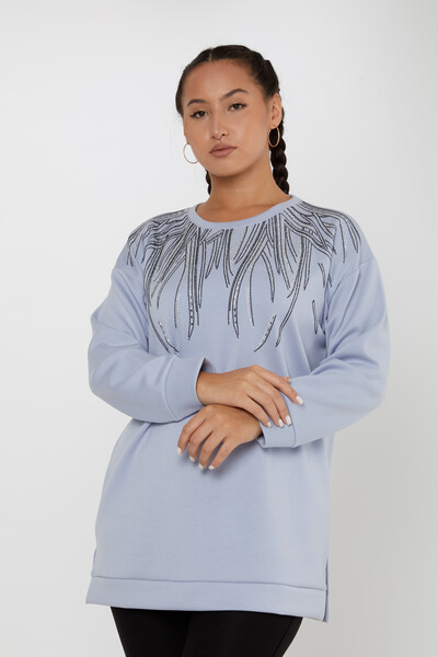 Sweatshirt Taş İşlemeli Mint - 79964 | KAZEE (3'lü Set L-XL-2XL) - 1