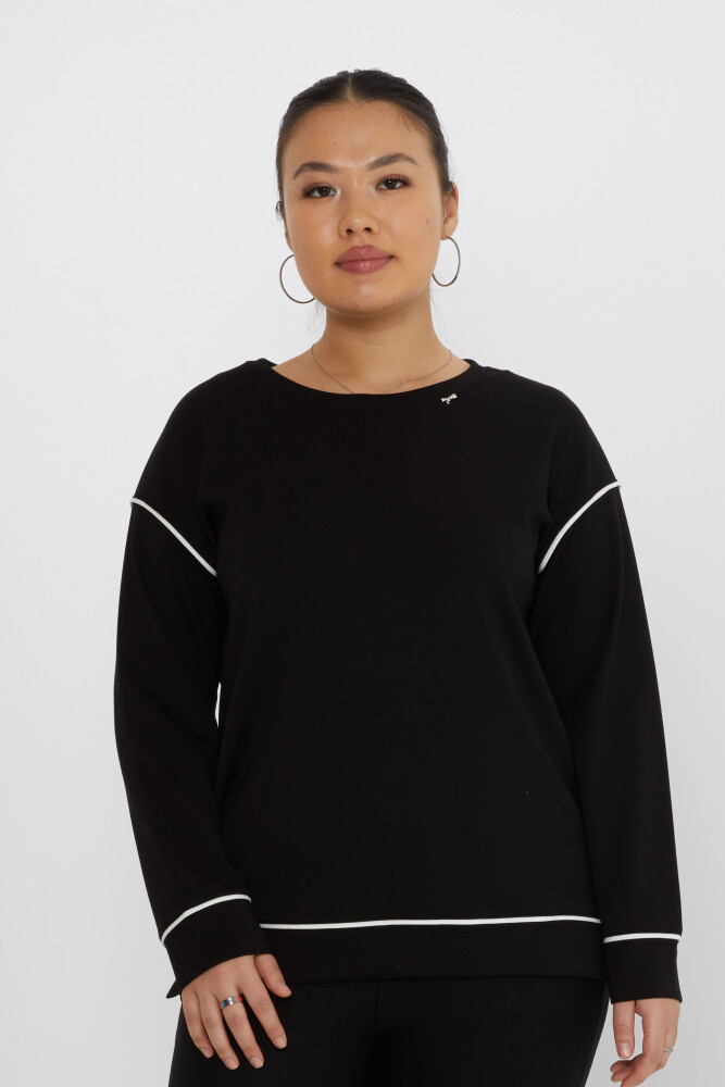 Sweatshirt Yırtmaç Detaylı Siyah - 17790 | KAZEE (3'lü Set M-L-XL) - 1