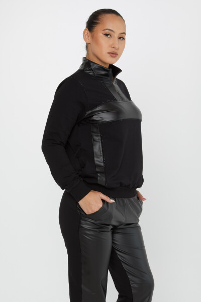 Tracksuit Set Leather Detailed Black - 17334 | KAZEE (Set of 4 42-44-46-48) - 2