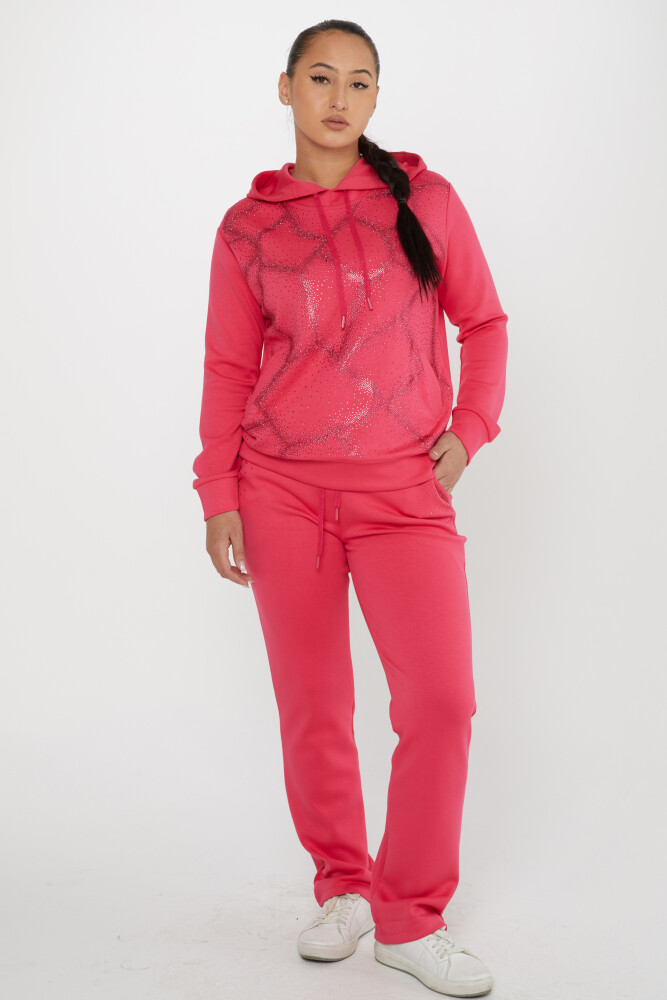 Tracksuit Set Stone Embroidered Fuchsia - 17557 | KAZEE (Set of 4 S-M-L-XL) - 1