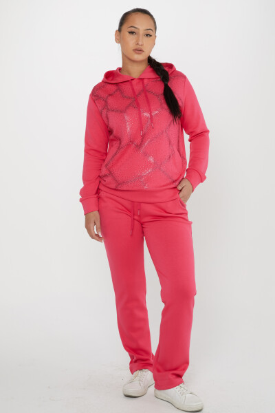 Tracksuit Set Stone Embroidered Fuchsia - 17557 | KAZEE (Set of 4 S-M-L-XL) 