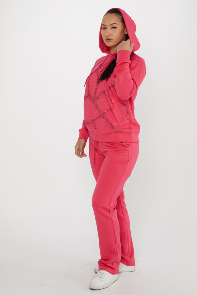 Tracksuit Set Stone Embroidered Fuchsia - 17557 | KAZEE (Set of 4 S-M-L-XL) - 2