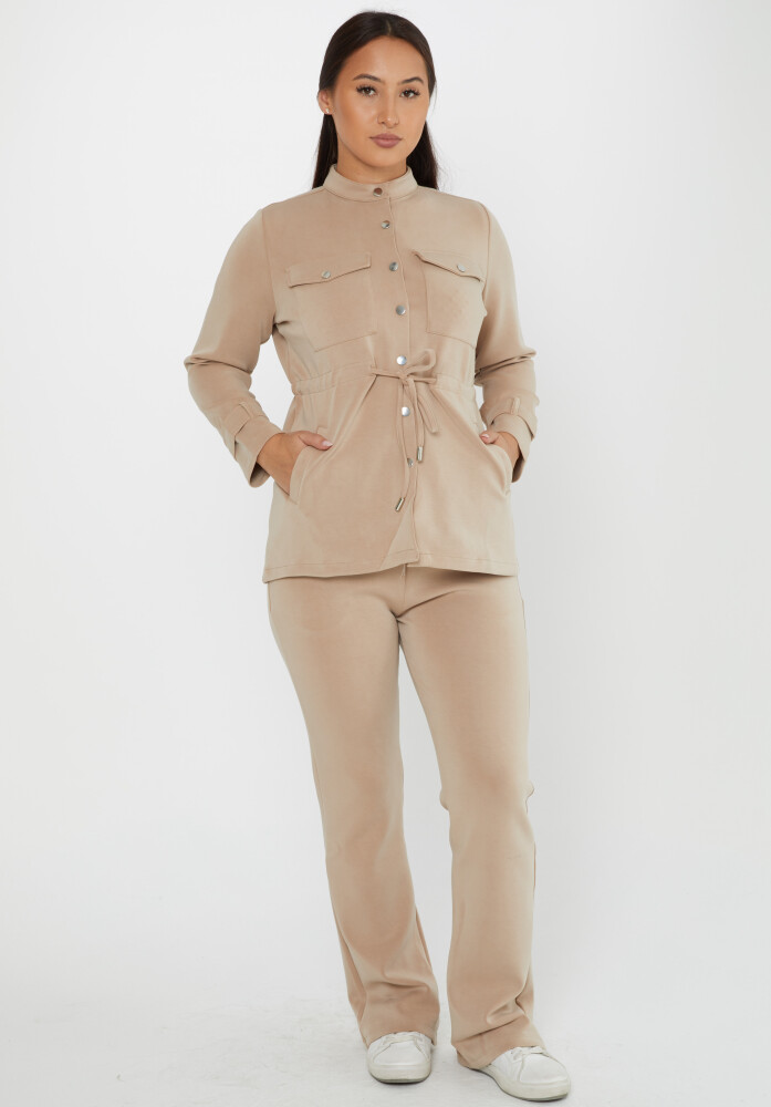 Tracksuit Set Button Detail Beige - 17622 | KAZEE (Set of 4 S-M-L-XL) - 2