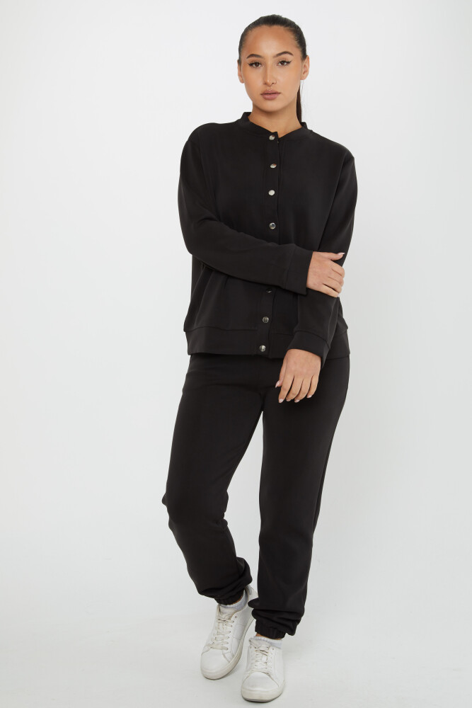 Tracksuit Set Button Detail Black - 17624 | KAZEE (Set of 4 S-M-L-XL) - 1