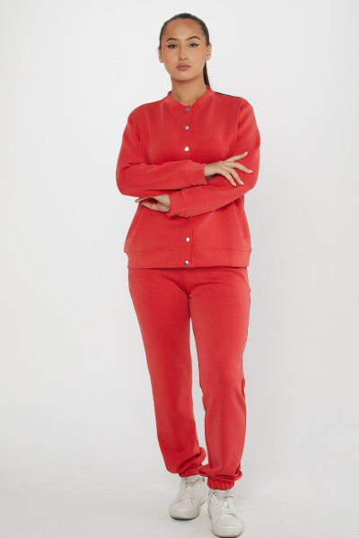 Tracksuit Set Button Detail Red - 17624 | KAZEE (Set of 4 S-M-L-XL) - 2