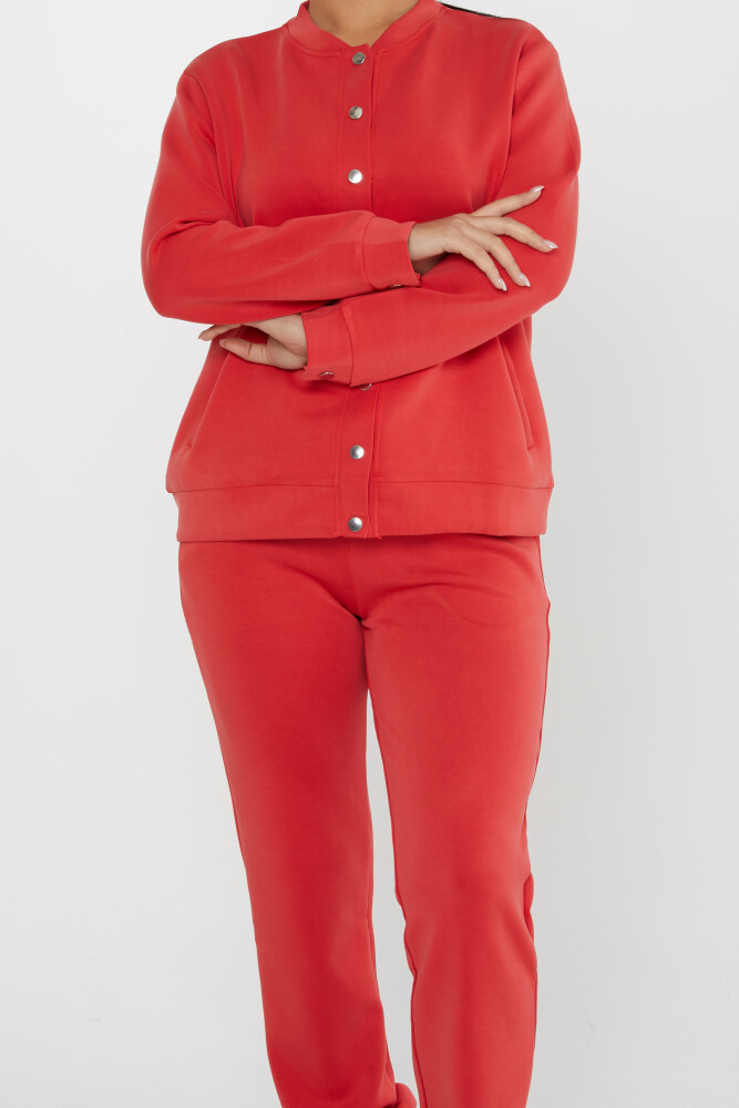 Tracksuit Set Button Detail Red - 17624 | KAZEE (Set of 4 S-M-L-XL) - 3