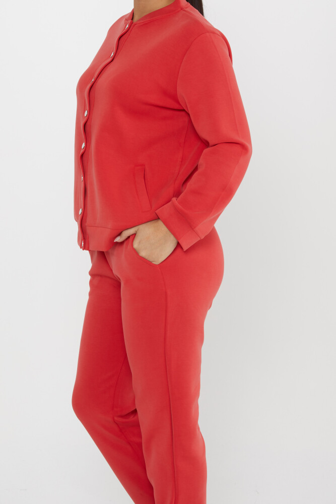 Tracksuit Set Button Detail Red - 17624 | KAZEE (Set of 4 S-M-L-XL) - 4