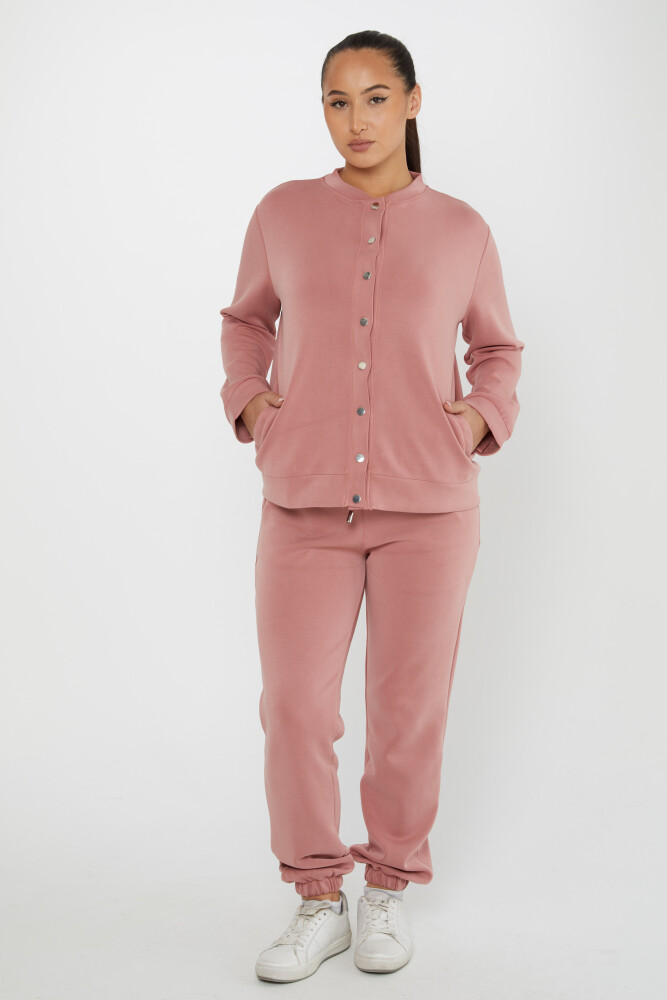 Tracksuit Set Button Detailed Dusty Rose - 17624 | KAZEE (Set of 4 S-M-L-XL) - 1