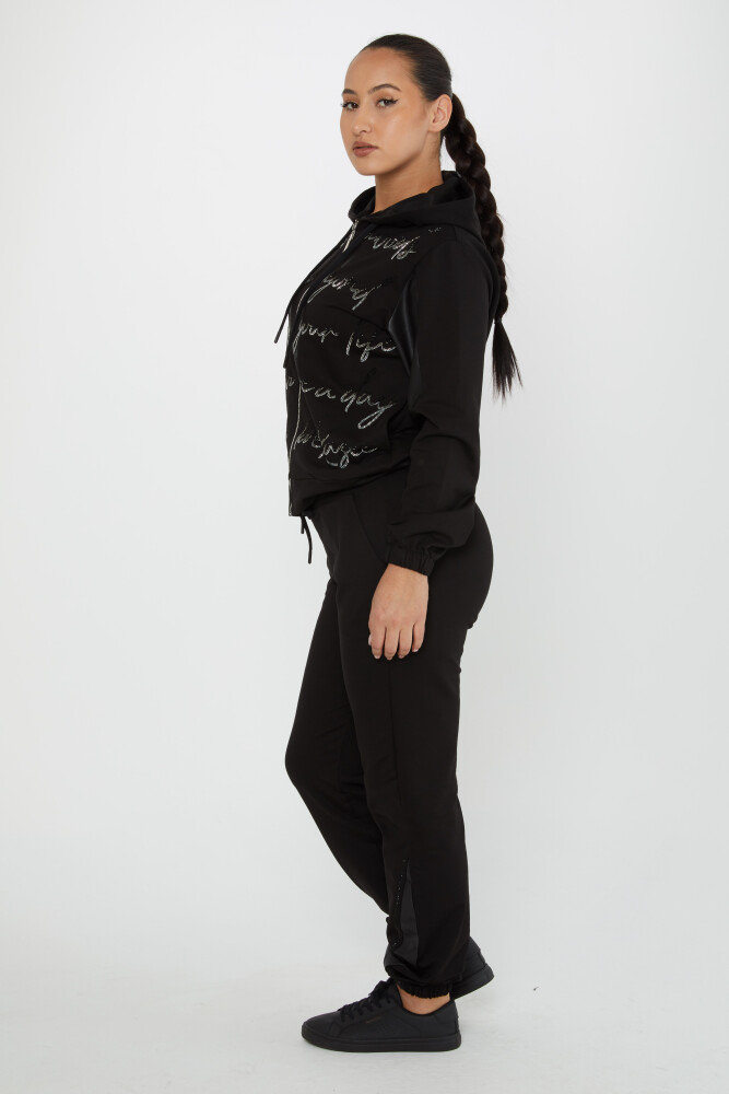 Tracksuit Set Text Detailed Black - 17476 | KAZEE (Set of 4 S-M-L-XL) - 1