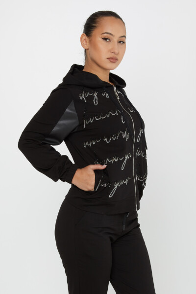 Tracksuit Set Text Detailed Black - 17476 | KAZEE (Set of 4 S-M-L-XL) - 2