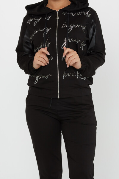 Tracksuit Set Text Detailed Black - 17476 | KAZEE (Set of 4 S-M-L-XL) - 5