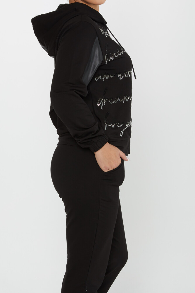 Tracksuit Set Text Detailed Black - 17476 | KAZEE (Set of 4 S-M-L-XL) - 6